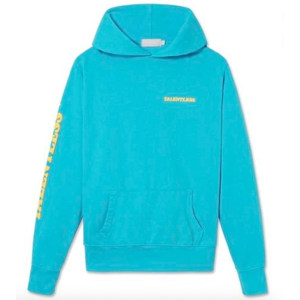 Talentless Neon Collection Blue Orange Logo Hoodie Sweatshirt Size M 100% Cotton